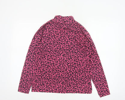 Marks and Spencer Womens Pink Floral Long Sleeve Jersey Mock Neck Top Size 14