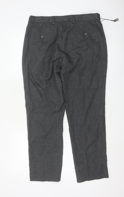 Marks and Spencer Men's Grey Regular Fit Chino Trousers 34W 29L