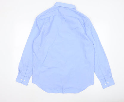 Marks and Spencer Men’s Blue Regular Fit Long Sleeve Button-Up Shirt Size 16