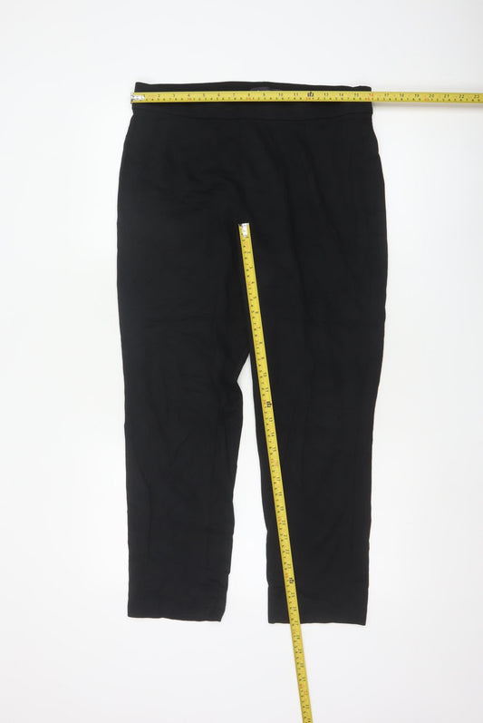 Marks and Spencer Women Black Size 14 Regular Straight Leg Trousers