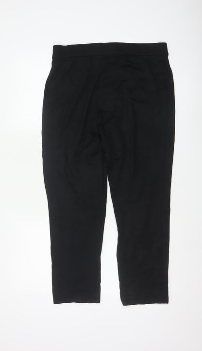 Marks and Spencer Women Black Size 14 Regular Straight Leg Trousers