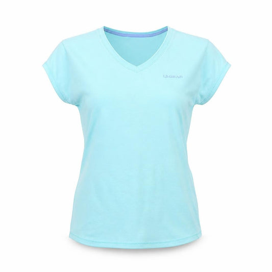 LA Gear Women's Blue V-Neck Short Sleeve Cotton T-Shirt UK 12