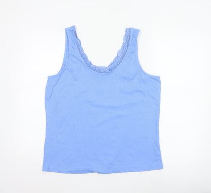 Studio Women Blue Lace Trim Cotton Camisole Tank Top Size 20/22