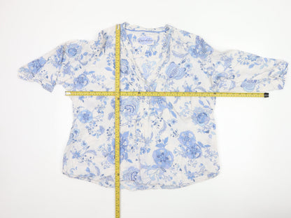 Marks and Spencer Women’s Blue Floral Linen Tunic Blouse UK 22