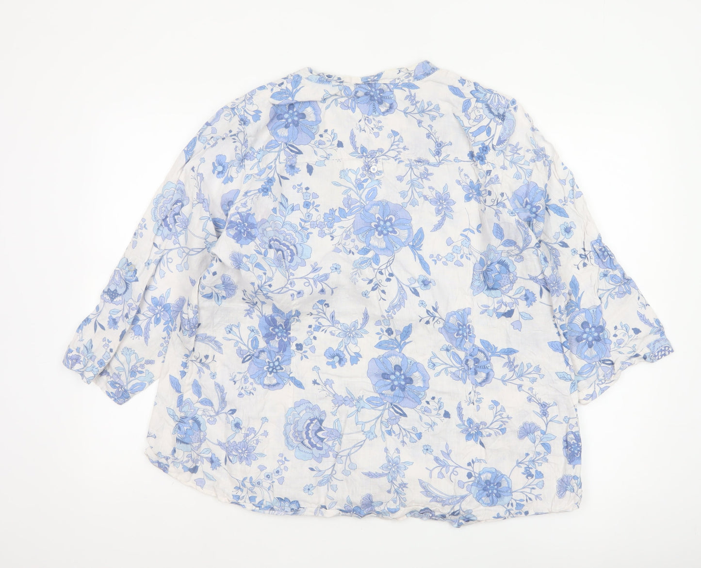 Marks and Spencer Women’s Blue Floral Linen Tunic Blouse UK 22