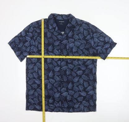 Marks and Spencer Men’s Blue Leaf Print Cotton Lyocell Pyjama Top M