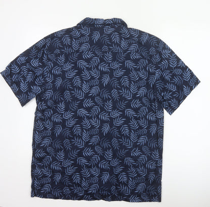 Marks and Spencer Men’s Blue Leaf Print Cotton Lyocell Pyjama Top M