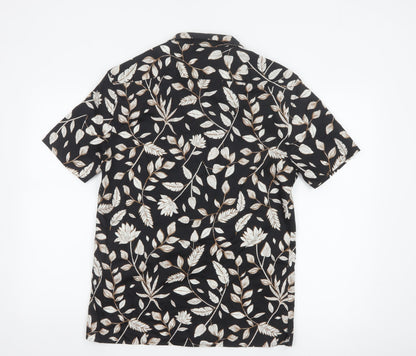 Marks and Spencer Autograph Men's Black Floral Short Sleeve Shirt Size S