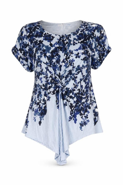 RJR.John Rocha Womens Blue Floral Tunic Blouse Size 12
