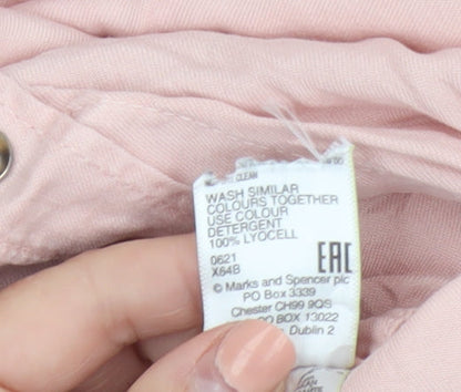 Marks and Spencer Women Pink Lyocell Button-Up Shirt Size 14