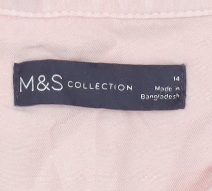 Marks and Spencer Women Pink Lyocell Button-Up Shirt Size 14
