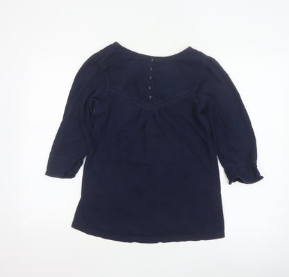 Fat Face Women's Blue Cotton Tunic Blouse Size 8