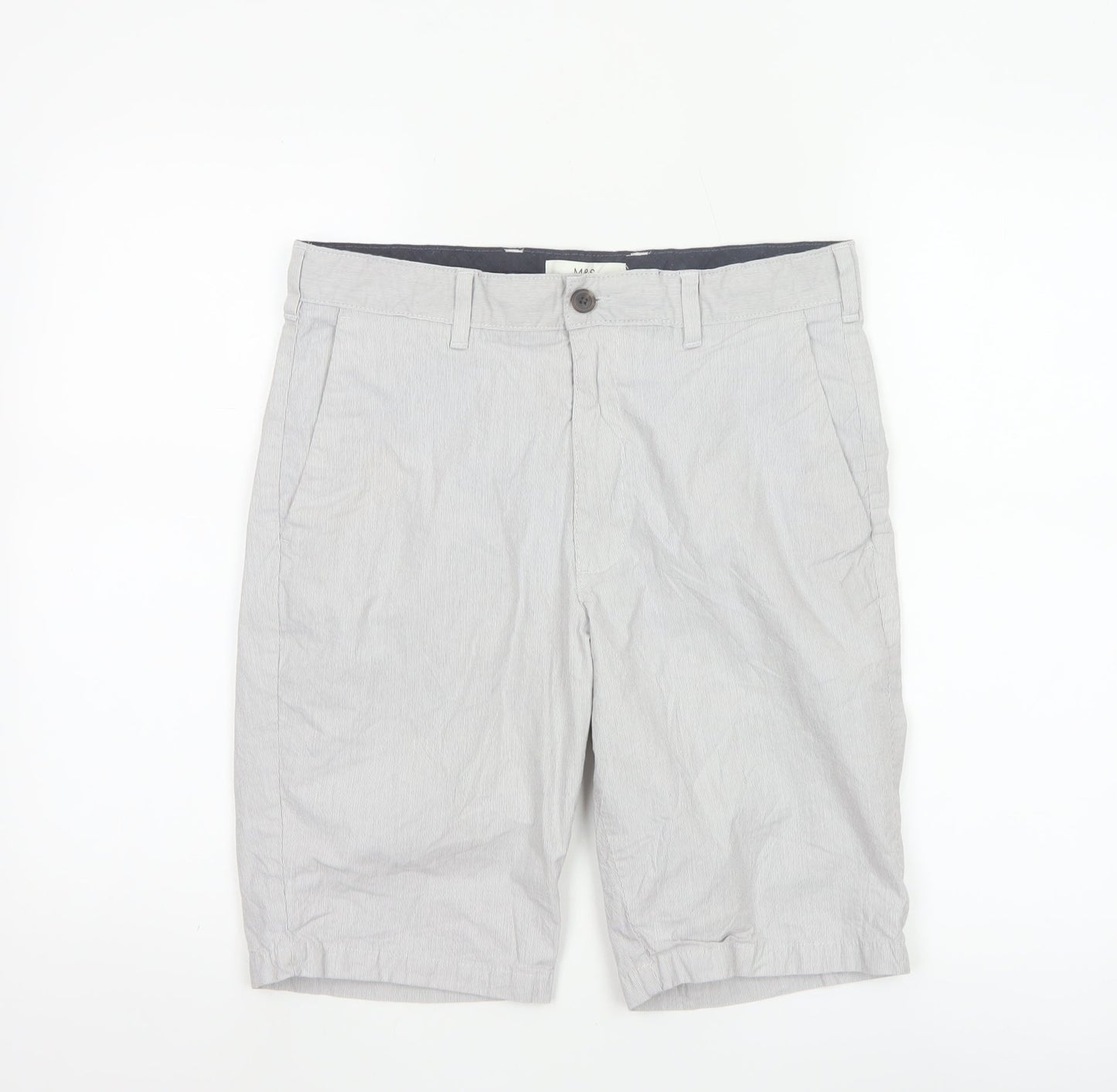 Marks and Spencer Men’s Grey Chino Shorts Size 30 Regular Fit