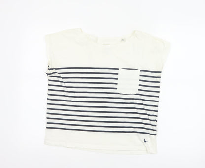 Jack Wills Womens White Striped Cotton Nautical Crew Neck T-Shirt Size 10