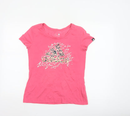 Adidas Womens Pink Graphic Climalite Sports T-Shirt Size M