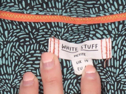 White Stuff Petite Green Shirt Dress UK 14 Modal Cotton 3/4 Sleeve