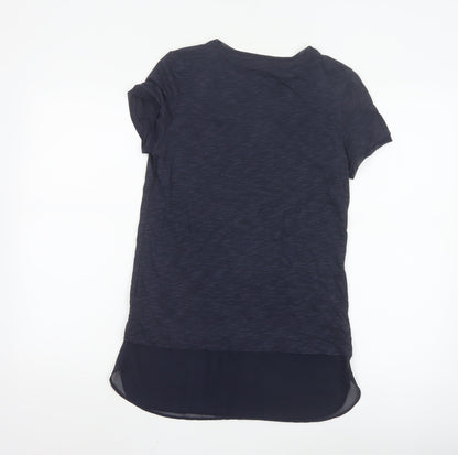 Marks and Spencer Women's Navy Floral Glitter T-Shirt Size 8