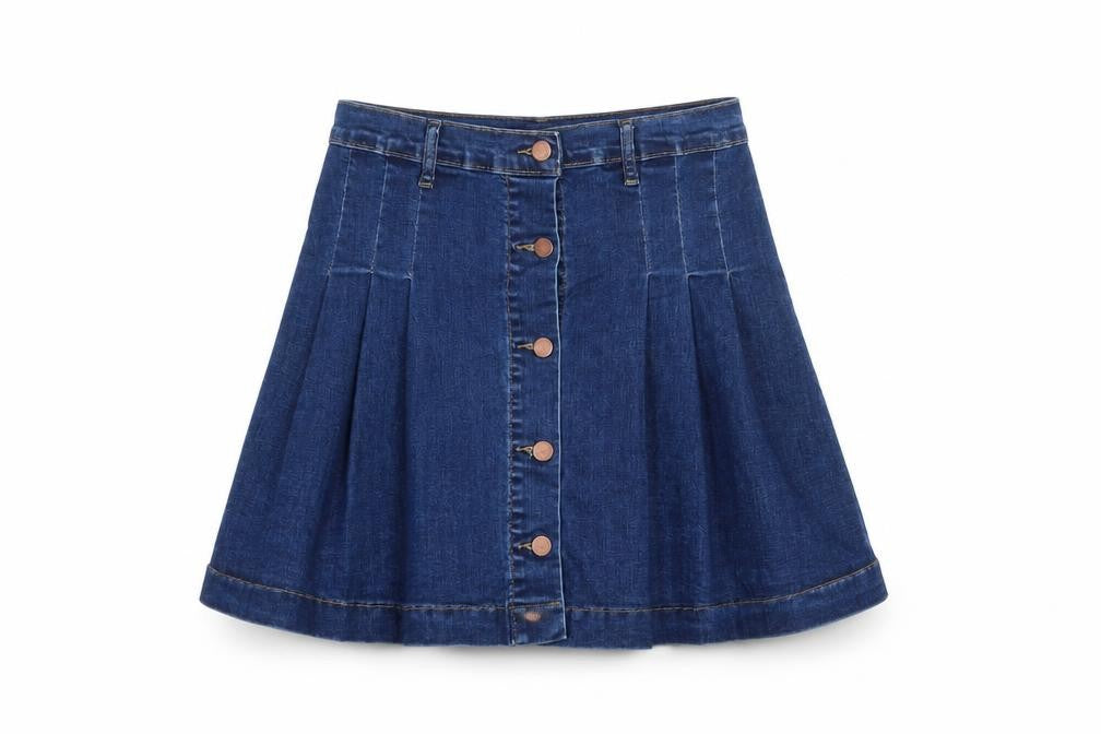 Oasis Women Blue Denim A-Line Button Front Skirt UK 10