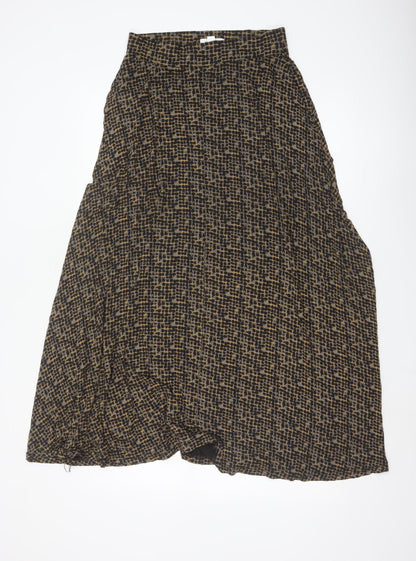 White Stuff Women’s Brown Geometric A-Line Midi Skirt Size 8