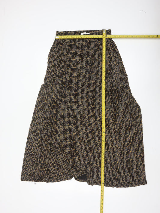 White Stuff Women’s Brown Geometric A-Line Midi Skirt Size 8