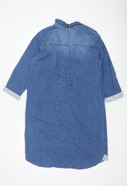 White Stuff Women's Blue Cotton Shirt Dress Size 14 Casual Denim