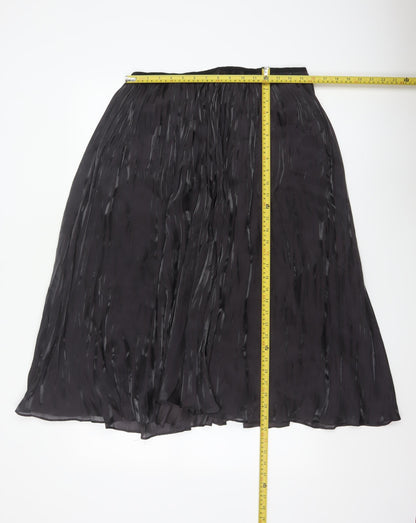 Jigsaw Women Black Pleated Midi Skirt Size 14 Polyester