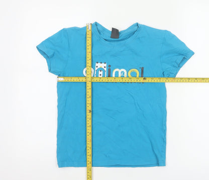 Animal Women Blue Cotton Stretch Basic T-Shirt Size 12
