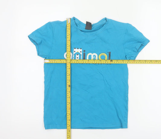 Animal Women Blue Cotton Stretch Basic T-Shirt Size 12