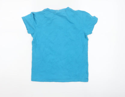 Animal Women Blue Cotton Stretch Basic T-Shirt Size 12
