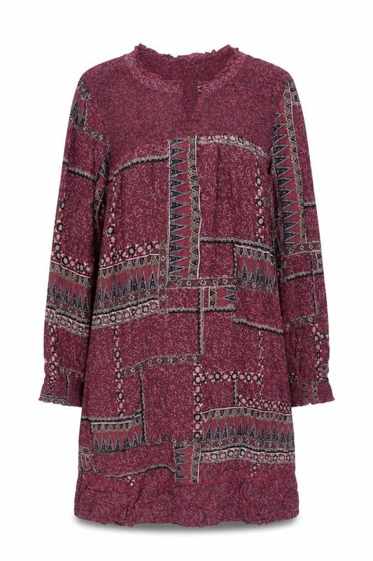 FatFace Women Purple Geometric Shift Dress Size 10 Long Sleeve