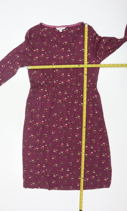 White Stuff Womens Purple Geometric V-Neck A-Line Dress Size 12