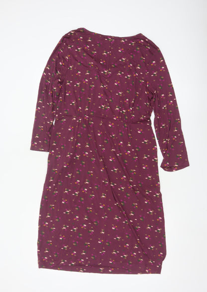 White Stuff Womens Purple Geometric V-Neck A-Line Dress Size 12