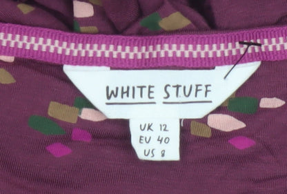 White Stuff Womens Purple Geometric V-Neck A-Line Dress Size 12