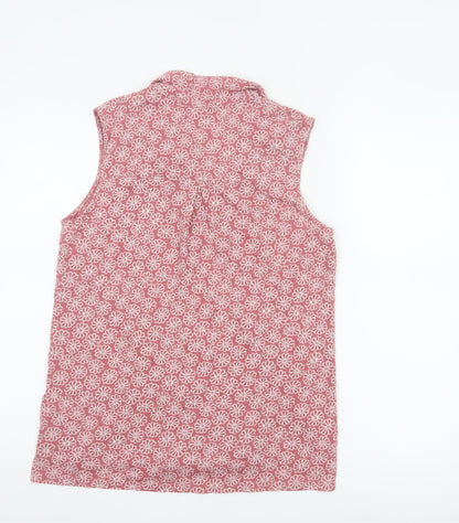 White Stuff Womens Pink Floral Sleeveless Cotton Tunic Blouse Size 12