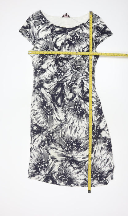 Phase Eight Women’s Black Floral Sheath Stretch Jersey Dress Size 16
