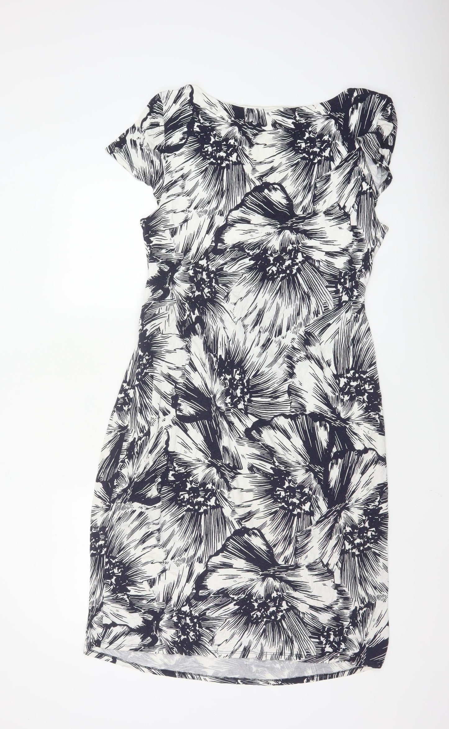 Phase Eight Women’s Black Floral Sheath Stretch Jersey Dress Size 16