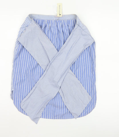 River Island Women Blue Striped Wrap Skirt Size 10 Short