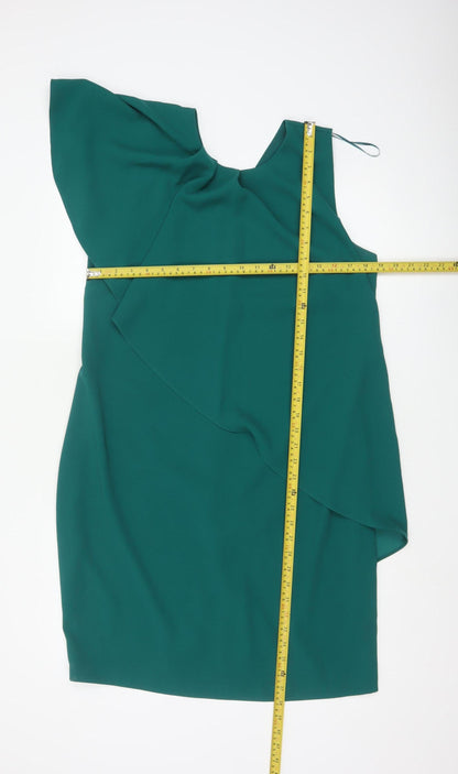 Next Women’s Green Asymmetric Ruffle Sheath Dress Size 14