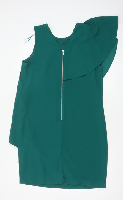Next Women’s Green Asymmetric Ruffle Sheath Dress Size 14