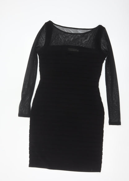 Mint Velvet Women Black Size 14 Bodycon Long Sleeve Party Dress