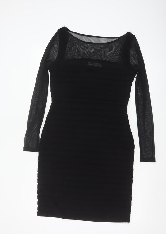Mint Velvet Women Black Size 14 Bodycon Long Sleeve Party Dress