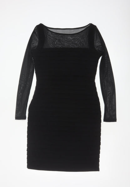 Mint Velvet Women Black Size 14 Bodycon Long Sleeve Party Dress