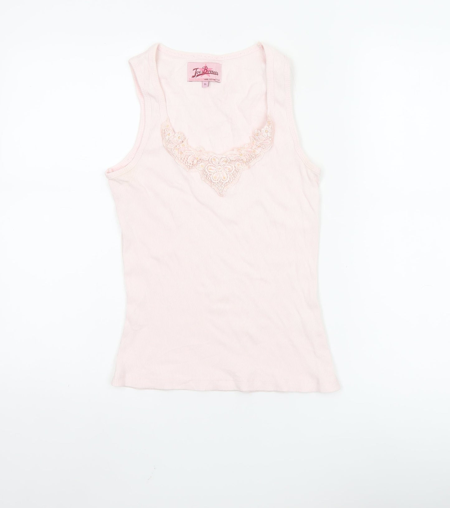 Joe Browns Women’s Pink Lace Trim Cotton Camisole Tank Top Size 14