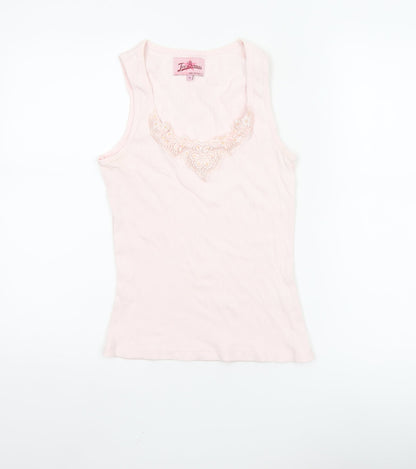 Joe Browns Women’s Pink Lace Trim Cotton Camisole Tank Top Size 14