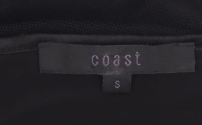 Coast Women’s Black Sheer Embroidered Long Sleeve Tunic Blouse Size S