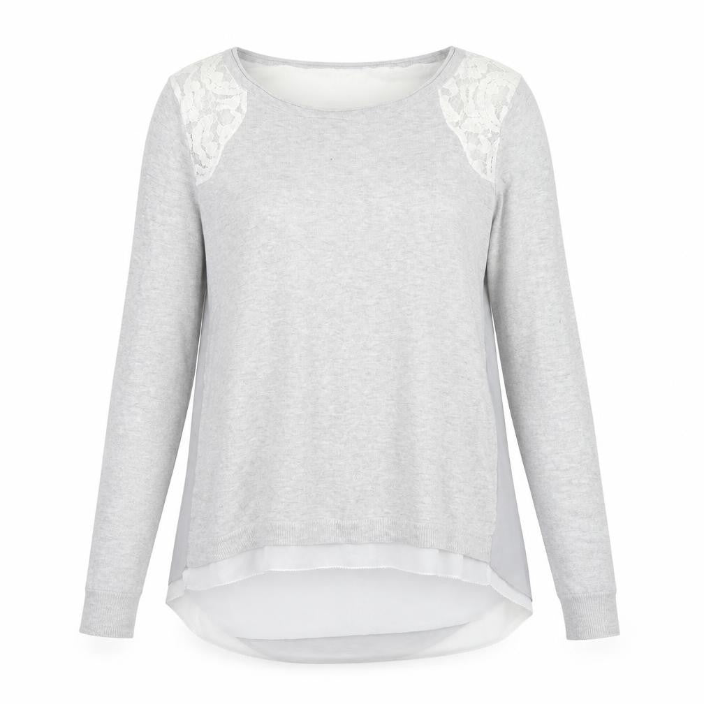 Mint Velvet Womens Grey Lace Detail Long Sleeve Tunic Blouse Size 8