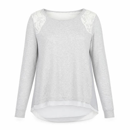Mint Velvet Womens Grey Lace Detail Long Sleeve Tunic Blouse Size 8