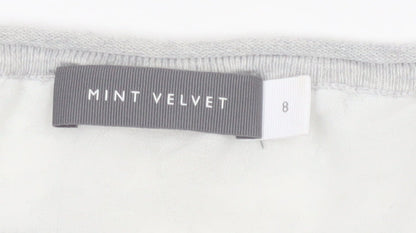 Mint Velvet Womens Grey Lace Detail Long Sleeve Tunic Blouse Size 8