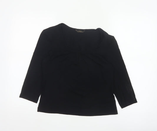 Marks and Spencer Womens Black Viscose 3/4 Sleeve Top Size 14