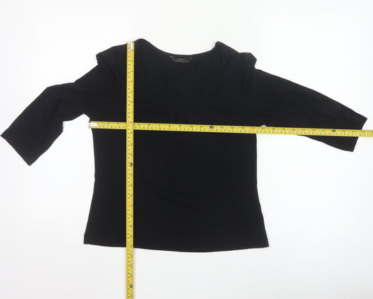 Marks and Spencer Womens Black Viscose 3/4 Sleeve Top Size 14